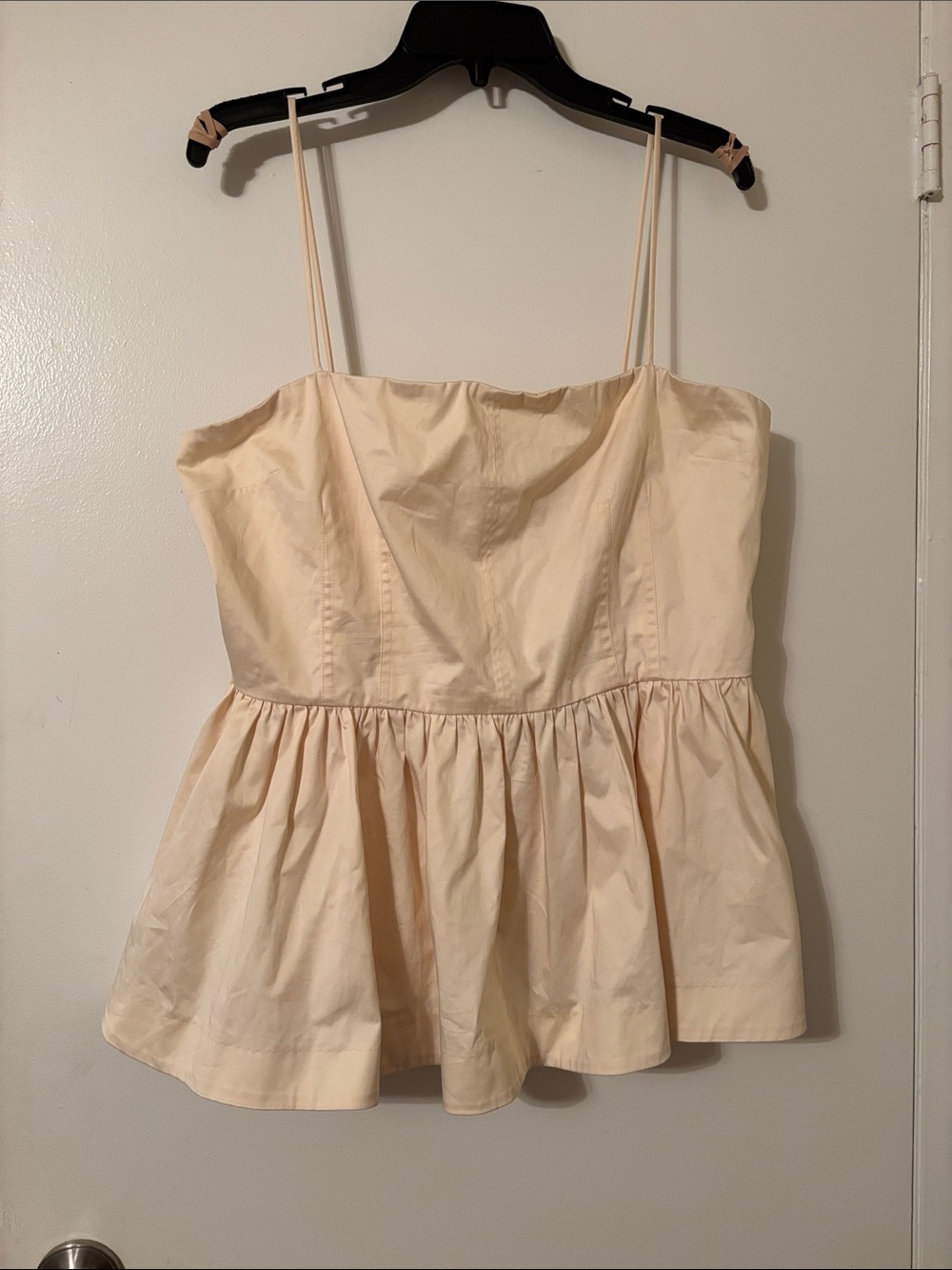 ANTONIO MELANI Cream Peplum Cami with Adjustable Spaghetti Straps